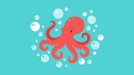 Colorful illustration of an octopus underwater. © Abhinaya Project