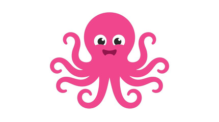 A cute pink cartoon octopus smiling. © Abhinaya Project