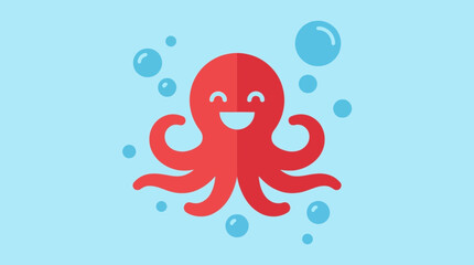 A cheerful cartoon octopus illustration smiling. © Abhinaya Project