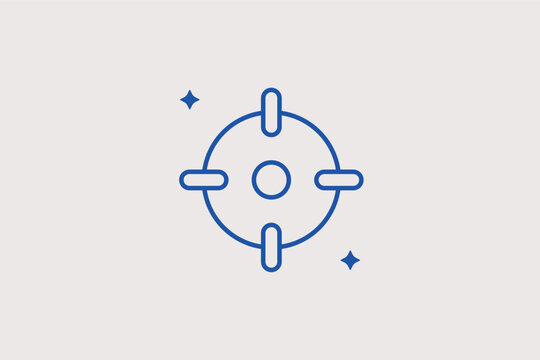 Crosshair target symbol line icon for goal focusing and precision marketing analytics. Strategic Vector Illustration for business objective planning and gaming interface elements.