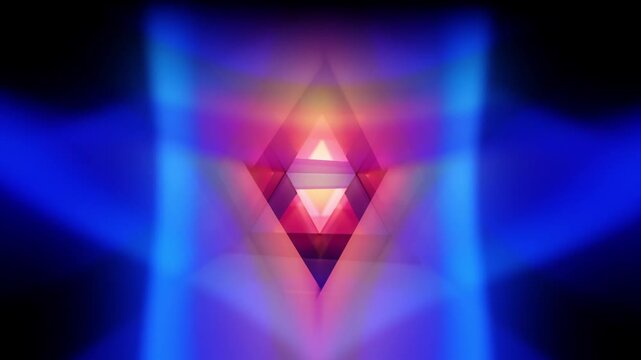 Colorful moving light refraction through a crystal creating a lens flare and abstract overlay leaks background. Seamless loop.