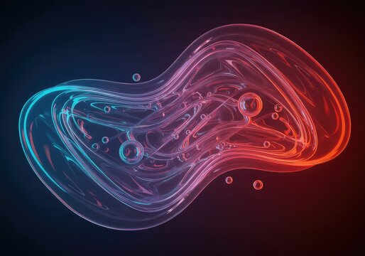 Digital abstract visualization of ideas repeating and amplifying within insulating, curved boundaries, creating a sense of conceptual isolation, repetition, self-contained, limit