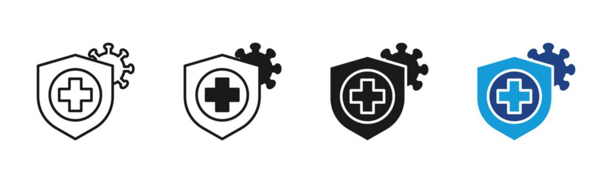 Immune Shield icon set multiple style collection