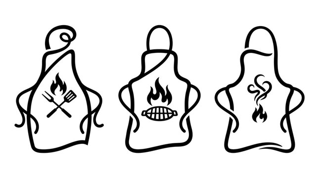 Set of Black and White BBQ Apron Designs