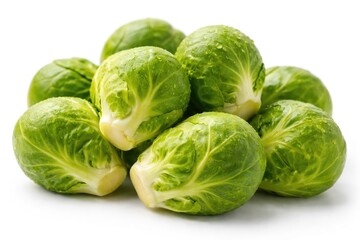 Fototapeta premium Close up of fresh Brussels sprouts with water drops natural organic produce