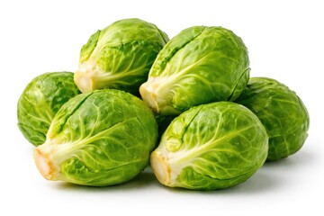 Fototapeta premium Fresh green Brussels sprouts isolated on white background healthy organic vegetables