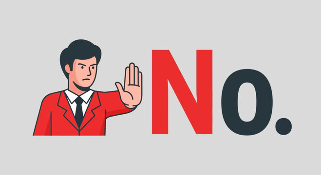 Serious Businessman Gesturing No, Saying Negation in A Determined and Definitive Way