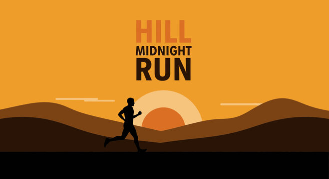 Silhouette Of A Runner Sprinting Towards Sunset During The Midnight Hill Running Event