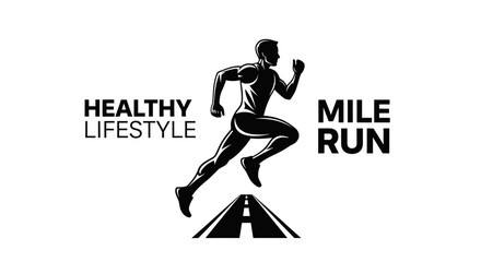 Fototapeta premium Silhouette Of A Runner Embodied In A Black And White Design On White Background