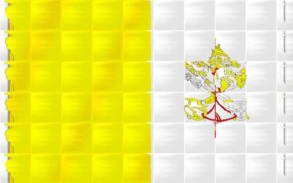 Abstract Digital Illustration Featuring a Stylized Papal Crown and Rosary Beads with Vibrant Yellow Flowing Elements