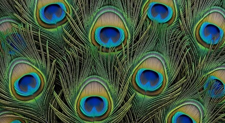 Fototapeta premium Intricate Peacock Feather Pattern - A Symphony of Colors and Textures.