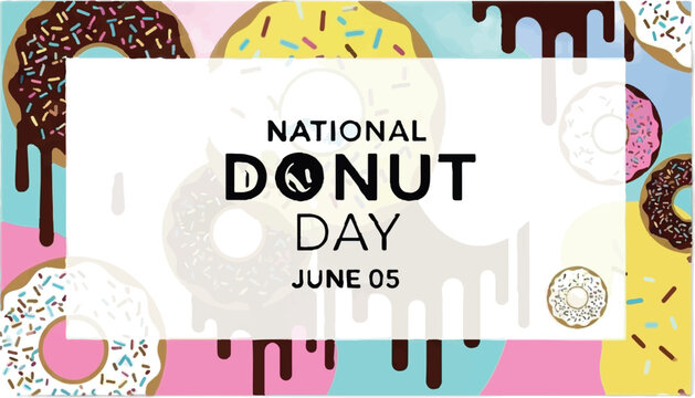 National Donut Day, colorful donuts, sweet treats, dessert icons
