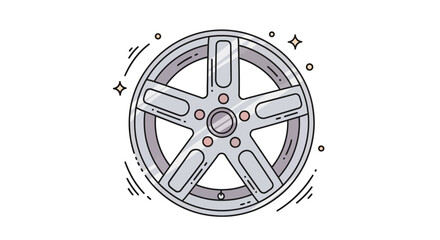 Fototapeta premium Gemini berkataA sleek silver alloy rim on a modern automobile tire showcases a polished chrome design and metallic disc for high-performance vehicle transport