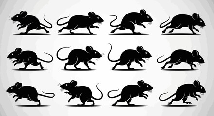 Fototapeta premium Silhouette Of Rodent Animals Running Across A Gradient Background Illustration