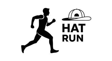 Fototapeta premium Silhouette Of Runner With Hat Beside The Words Hat Run Representing Competitive Sporting Activity