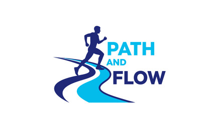 Fototapeta premium Silhouette Of Running Man On Abstract Path, Representing Flow And Movement Illustration