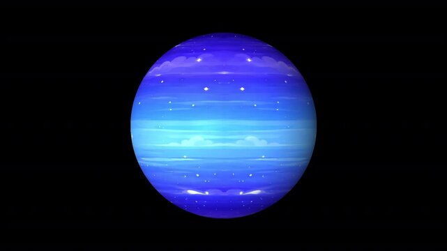 Realistic Rotating Neptune Cartoon Version Loop, Planet Animation in Space HD Transparent no effect and bacground