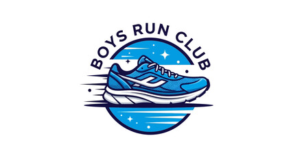Obraz premium Sport Shoe Club Logo Representing Boys Run Initiative With Energetic And Dynamic Design