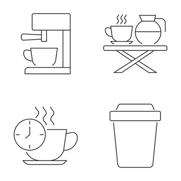 Office Coffee Break Line Icon Set