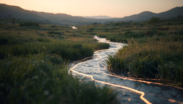 AI Data River Nature Landscape Background