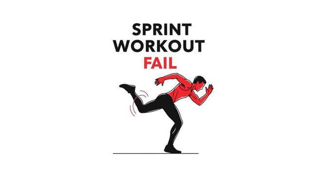 Sprint Workout Failure Concept: Athletic Illustration Demonstrating Sprinting Exercise Movement