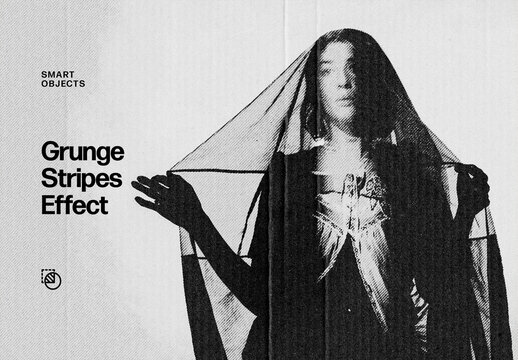 Grunge Stripes Photo Effect &ndash; Halftone for Album Cover & Social Media (PSD)
