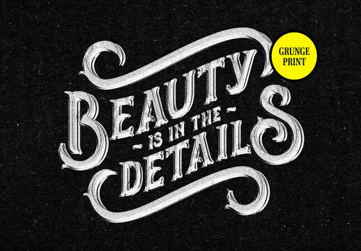 B&W Print Text Effect &ndash; Grunge Typography for Logo, Poster & Branding (PSD)