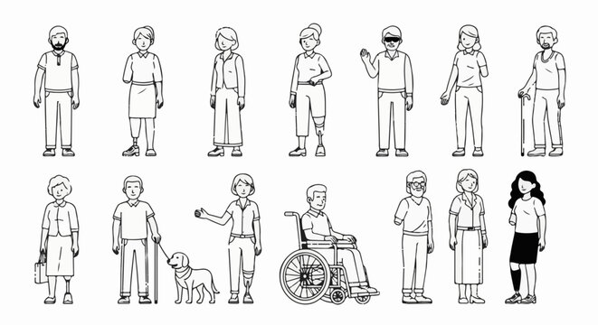 Diverse group of people with disabilities, including amputees and wheelchair users