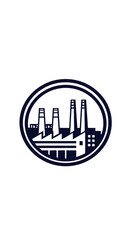Obraz premium Modern Industrial Factory Emblem With Chimneys Inside A Circle