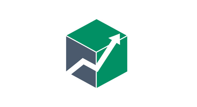 Rising Arrow Signifies Exponential Growth Within A Cuboid Structure With Multiple Colors