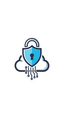 Obraz premium Secure Cloud Computing Icon With Digital Data Flow Protection