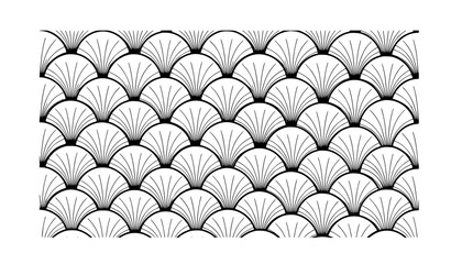 Seamless Fish Scale Scallop Pattern Black and White Vector © Meerazul