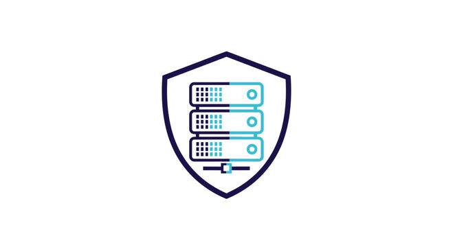 Secure Server Shield Icon Represents Data Protection Technology Concept