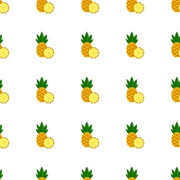 Seamless pattern of pineapple illustrations isolated on transparent background
