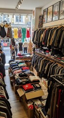 Obraz premium Clothing Store Interior - Racks of Clothes and Mannequins Displayed.