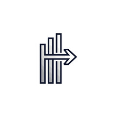 Obraz premium Upward Trend Arrow Symbol With Financial Bar Graph Minimalist Design