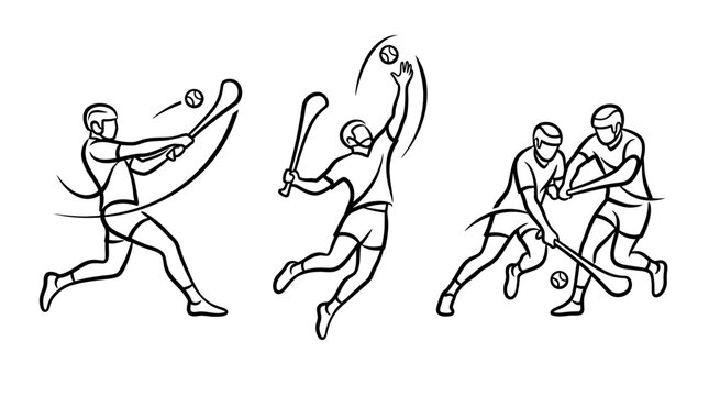 Dynamic Hurling Action Depicted in Striking Black and White Illustrations.