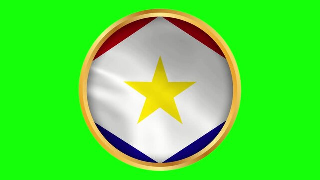 Saba Round Framed Island Wavy Flag Circular Blowing Flag of Saba