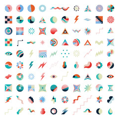 Obraz premium Modern Abstract Geometric Gradient Shapes Collection – 90 Unique Minimal Vector Elements Bundle