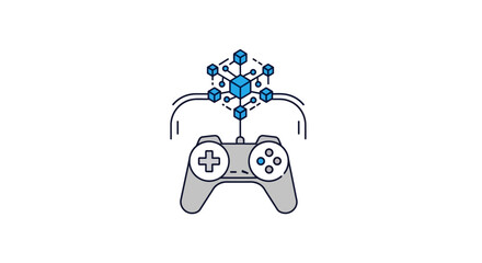 Gaming controller with blue circuit. © sudirman