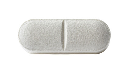 Fototapeta premium White oval pill with score line, isolated on transparent background
