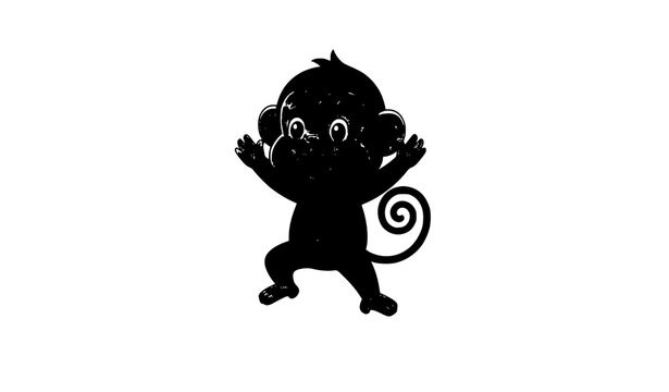 Trendy cute monkey cartoon mascot with smiling face playful child vector illustration