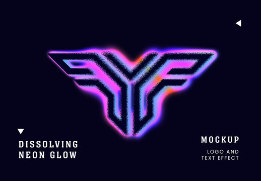 Dissolving Neon Glow Logo And Text Effect Mockup