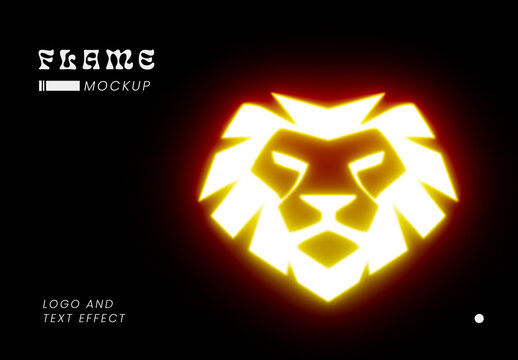 Flame Logo And Text Effect Mockup