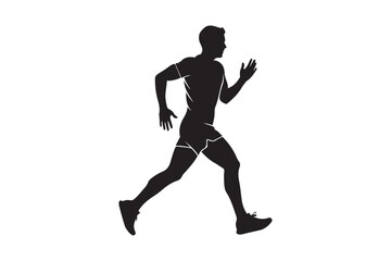 Obraz premium Powerful male runner icon isolated on white for healthy lifestyle branding.