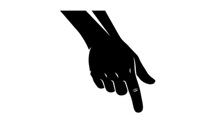 Obraz premium Black Silhouette of a Hand Pointing Downwards with a Ring on the Finger