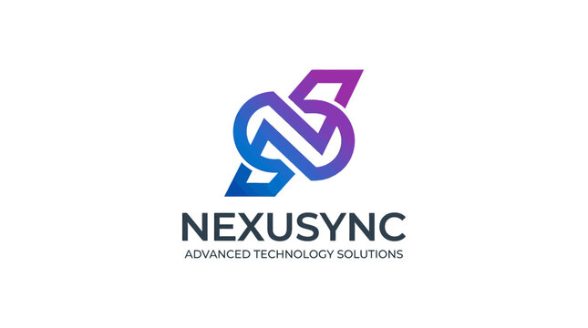 Nexusync advanced minimalistic modern technology logo on clean background