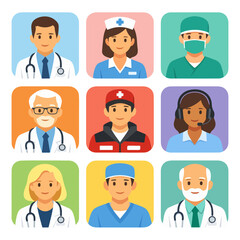 Fototapeta premium Medical & Doctor Healthcare Avatar Character Collection Vector Illustration