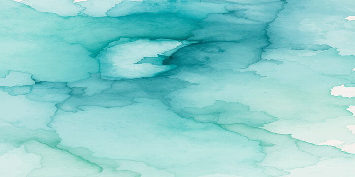 An abstract blue watercolor background depicting a clear turquoise ocean surface with rippling waves and liquid textures reflecting the clean summer light on a swimming pool