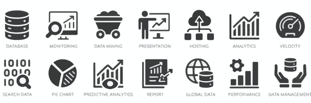 Data Analytics Icons Set database